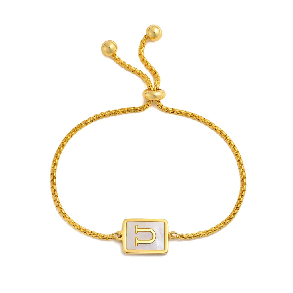 stainless-steel-english-letter-square-gold-bracelet - Viexta