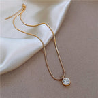 Women's Titanium Steel Zircon Necklace - Viexta