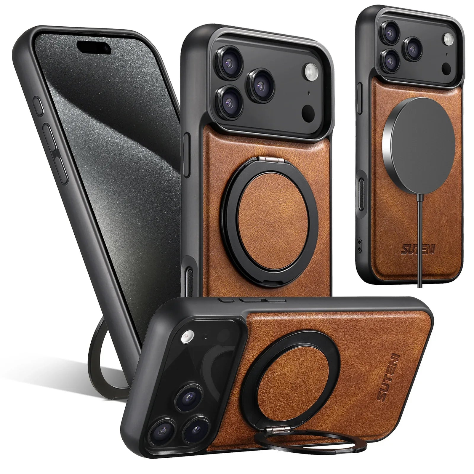 Leather Magnetic Wireless Charging Goggle Pixel Case - Viexta