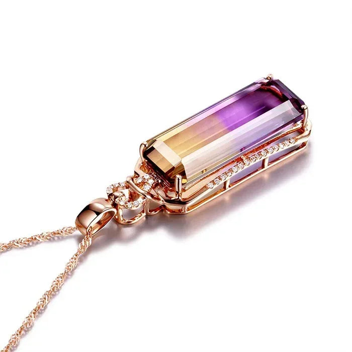 Women's 18K Rose Gold Plated Ametrine Necklace - Viexta