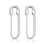 Safety-pin Zircon Earrings - Viexta