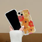 Blue Light Oil Painting Flower Spring Korean iPhone Case - Viexta