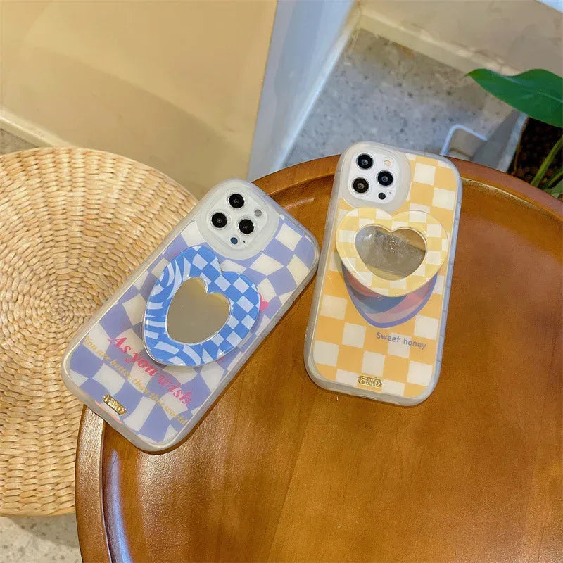 Laser Lattice Love Makeup Mirror iPhone Case - Viexta