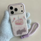 Glittery Knife Fork And Cake Pattern Dog iPhone Case - Viexta