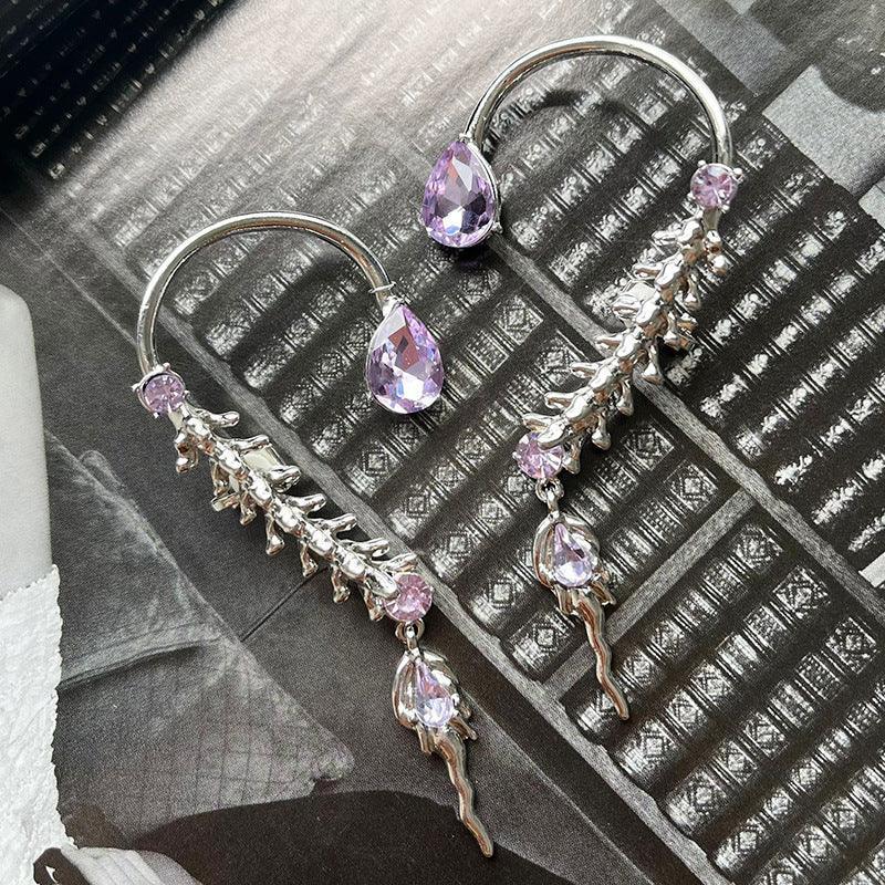 S925 Silver Needle Wheat Ear Asymmetric Earrings - Viexta