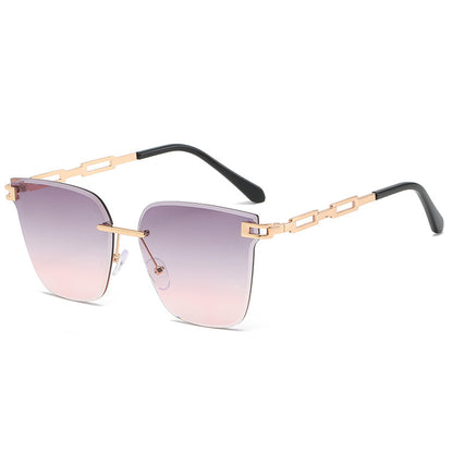 Frameless Trimming Metal Hollow Gradient Sunglasses