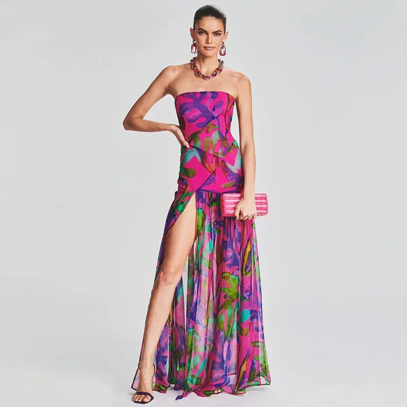Tube Top Split Dress - Viexta