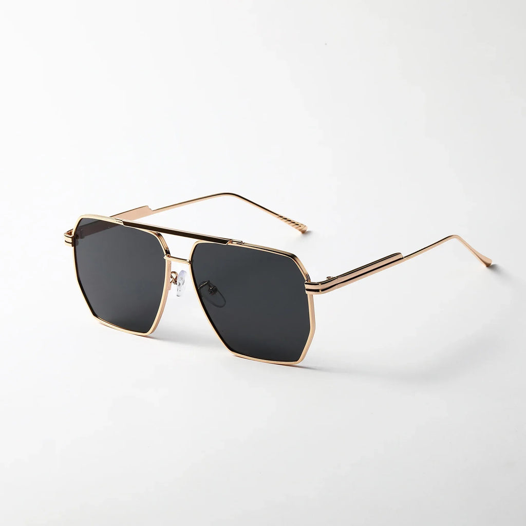 Retro Double Beam Large Frame Sunglasses - Viexta