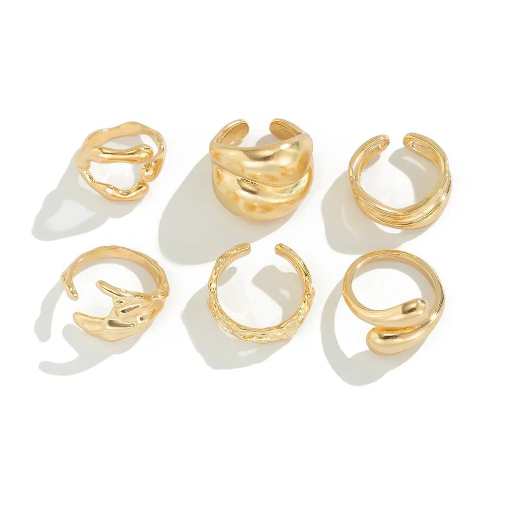 ins-style-irregular-glossy-ring-set - Viexta