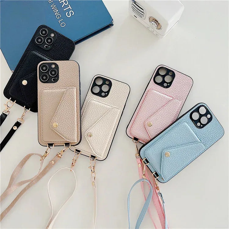 litchi-pattern-card-holder-iphone-case - Viexta
