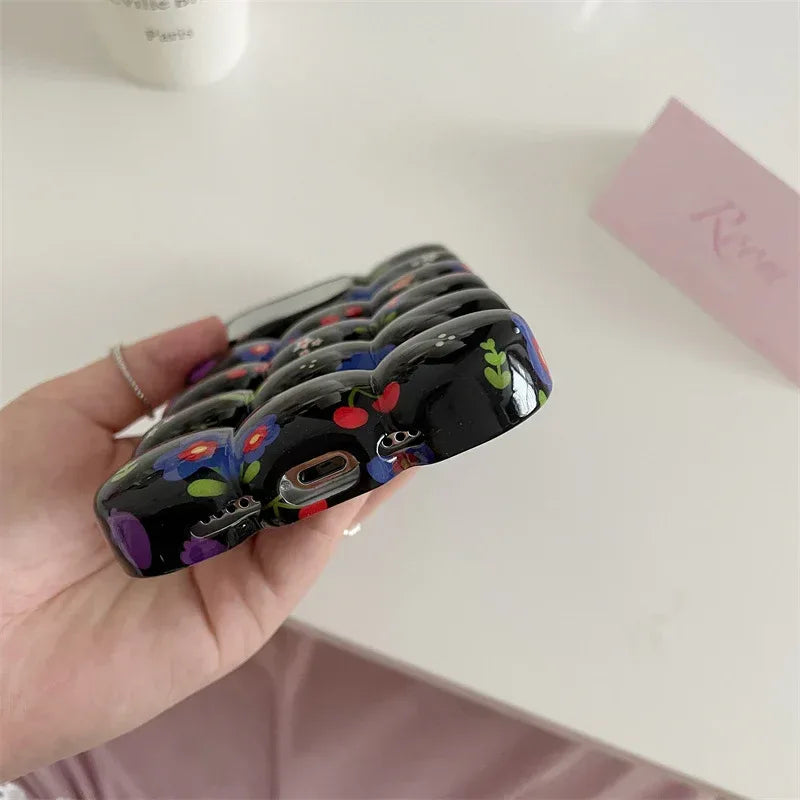 Retro Cherry Small Floral Plaid iPhone Case - Viexta