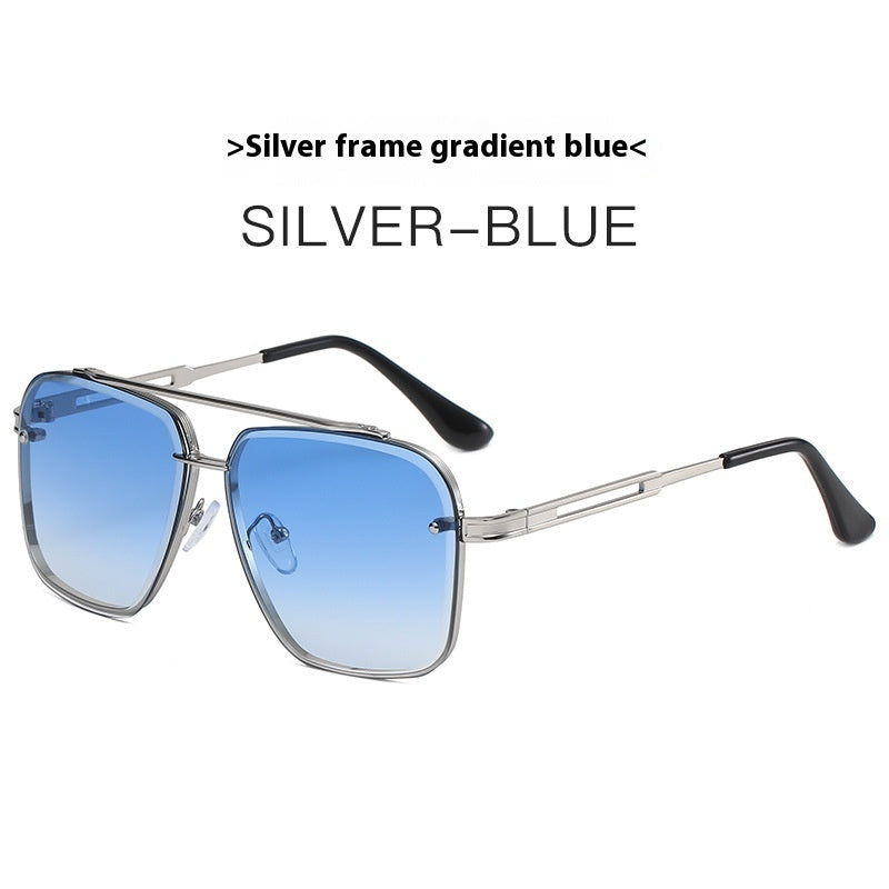 Double Beam Trimmed Metal Sunglasses