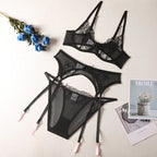 new-fashion-lace-embroidery-sexy-lingerie-three-piece-set - Viexta