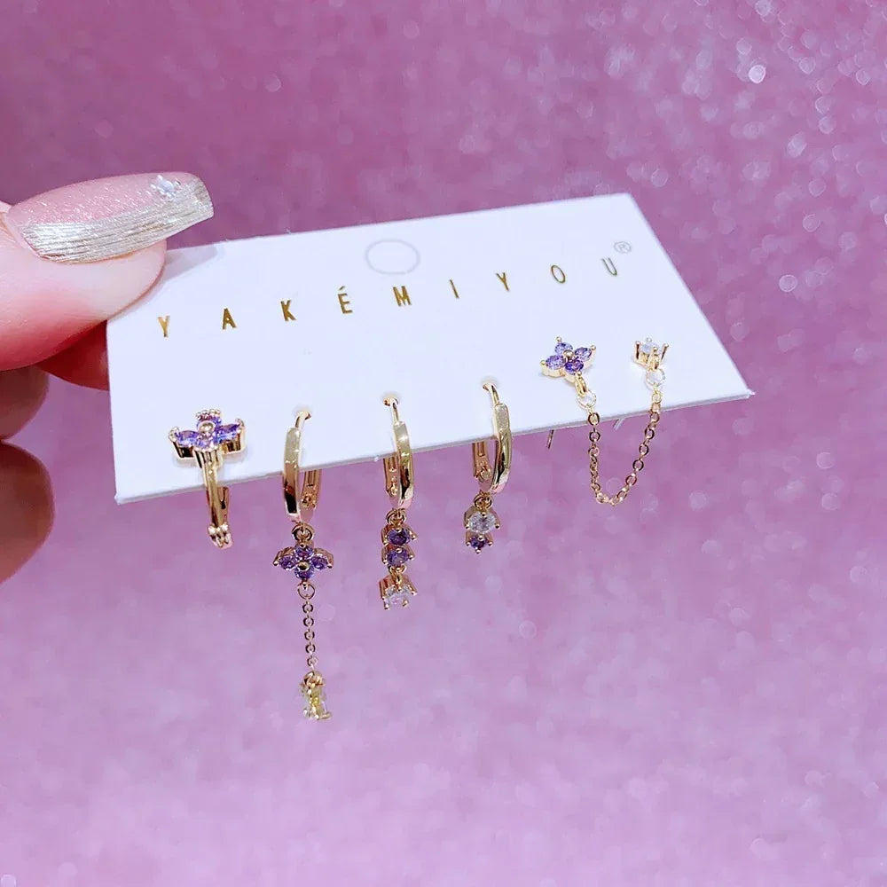 6piece Zirconium Ring Earring Set - Viexta