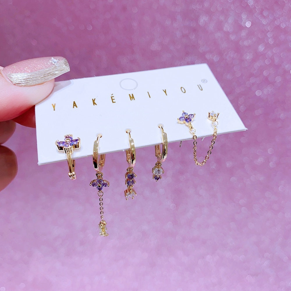 6piece Zirconium Ring Earring Set