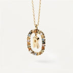 Colored Rhinestone Alphabet Necklace - Viexta