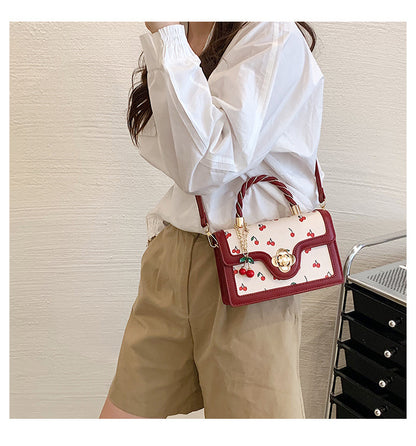 Cute Cherry Twist Portable Small Square Bag