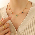 Colorful Zircon Pendant Clavicle Necklace - Viexta