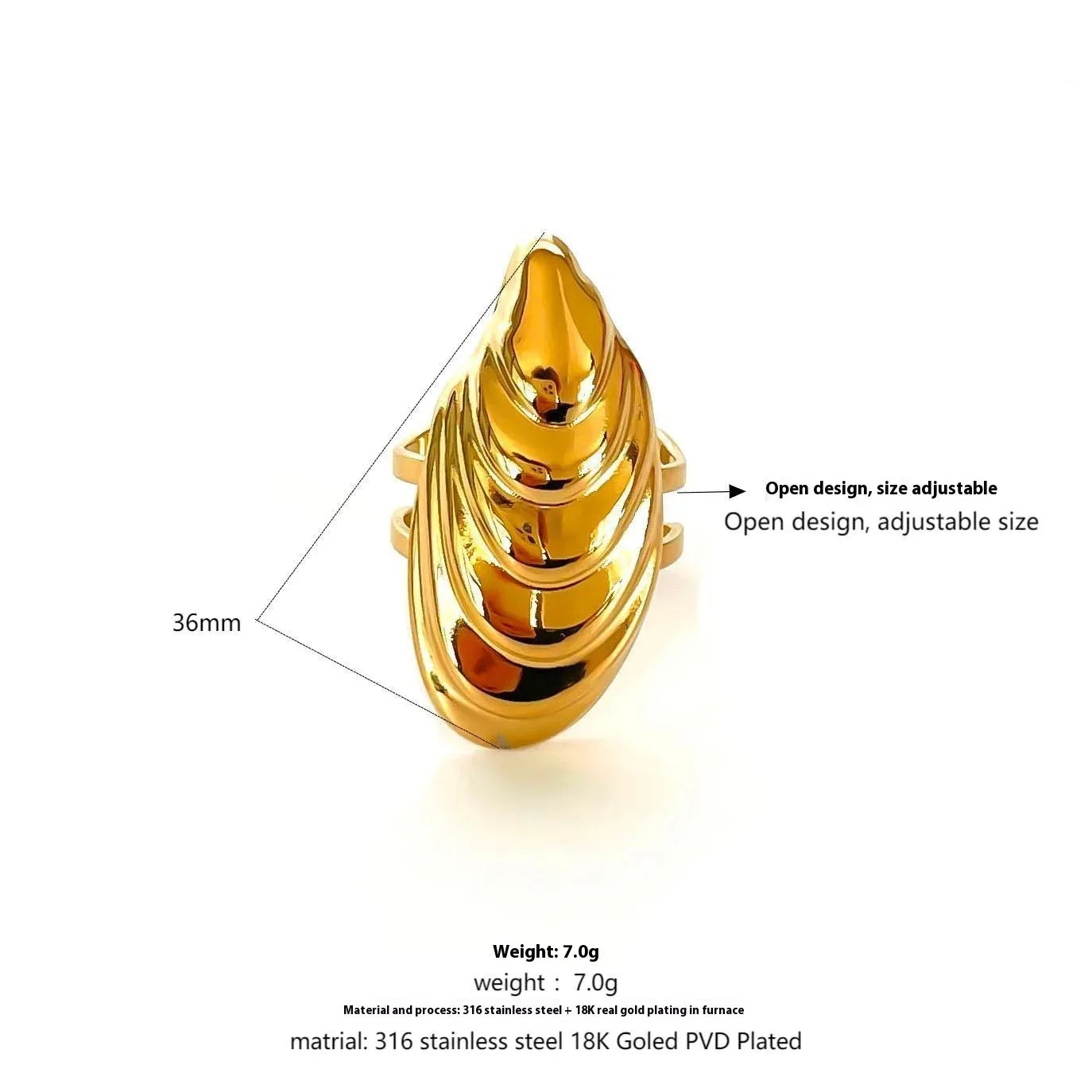 RETRO Geometric Irregular Opening Women's Ring - Viexta