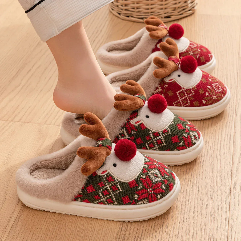 Christmas Elk Plush Slippers - Viexta