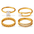 Cube Multi-Layer Diamond-Inlaid Zircon Ring