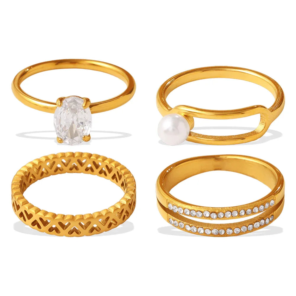 Cube Multi-Layer Diamond-Inlaid Zircon Ring