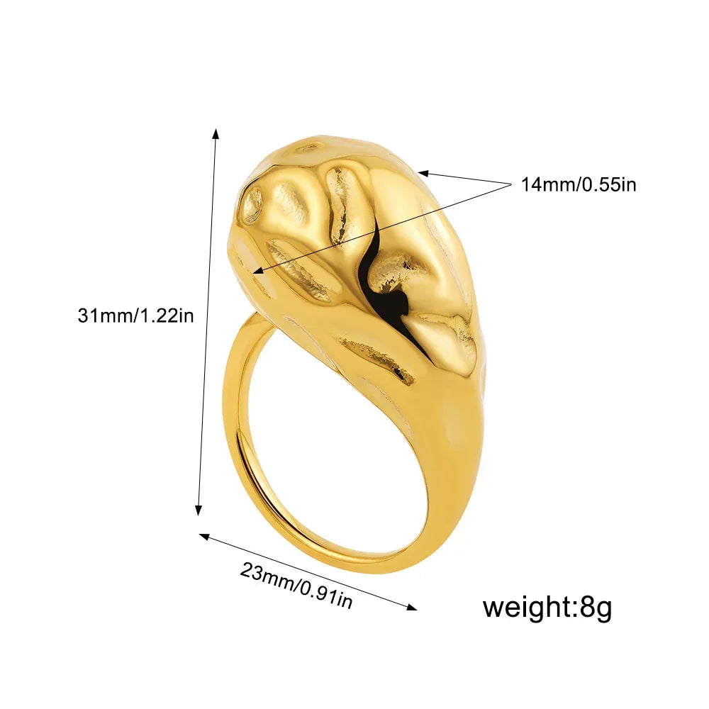 irregular-titanium-steel-ring-with-water-droplet-knot-opening - Viexta