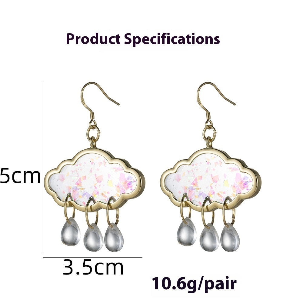 Colorful Clouds Raindrops Earrings