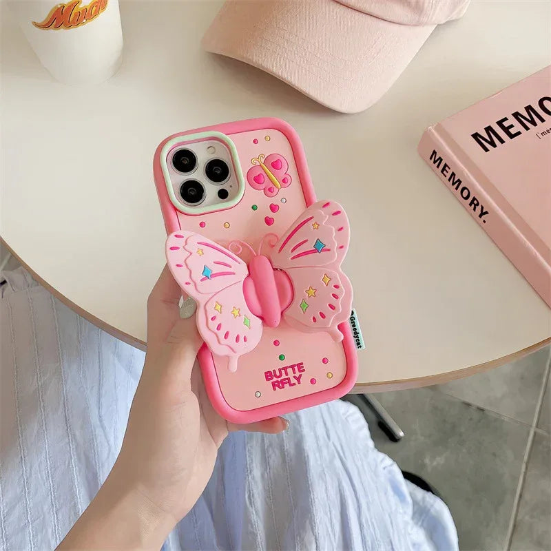 butterfly-creative-folding-bracket-silicone-iphone-case - Viexta