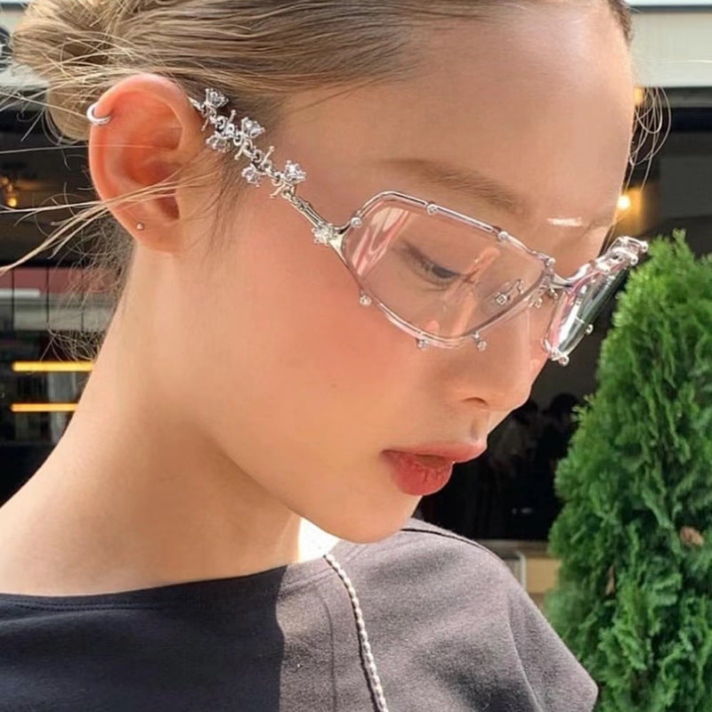 Diamond studded eyeglass frame