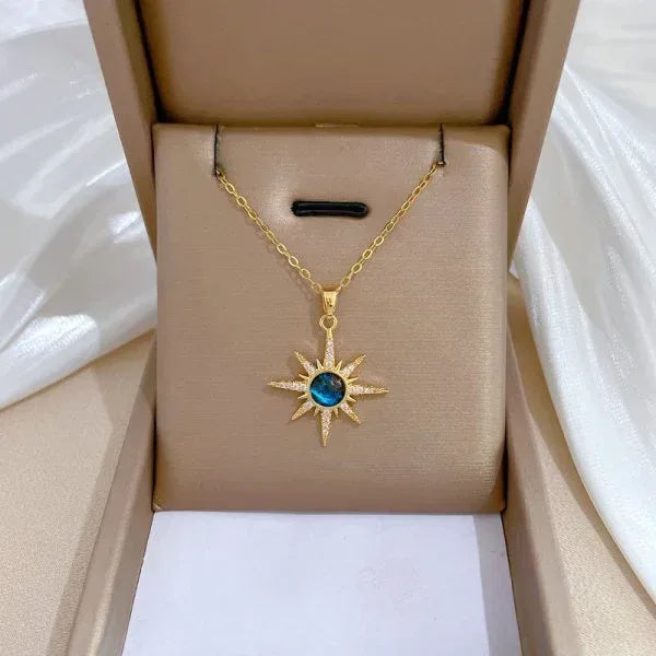 Dream Planet Stainless Steel Blue Butterfly Necklace - Viexta