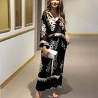 Printed Long Sleeve Top And Trousers Two-piece Set - Viexta