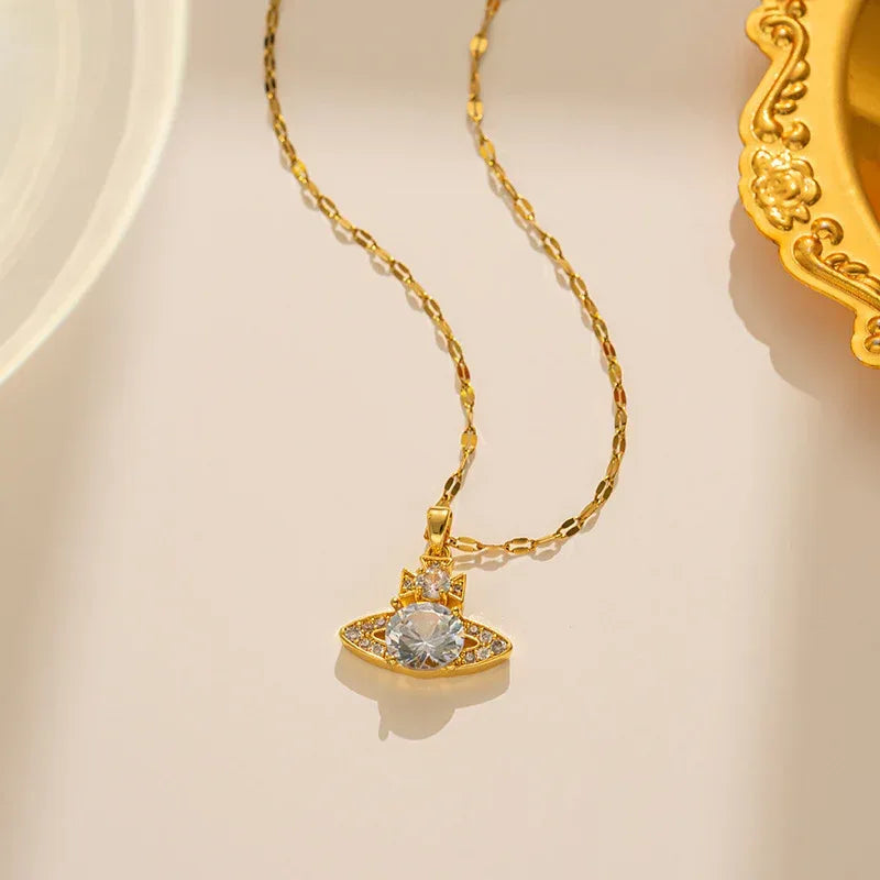 Titanium Steel Women's Zircon Clavicle Chain - Viexta