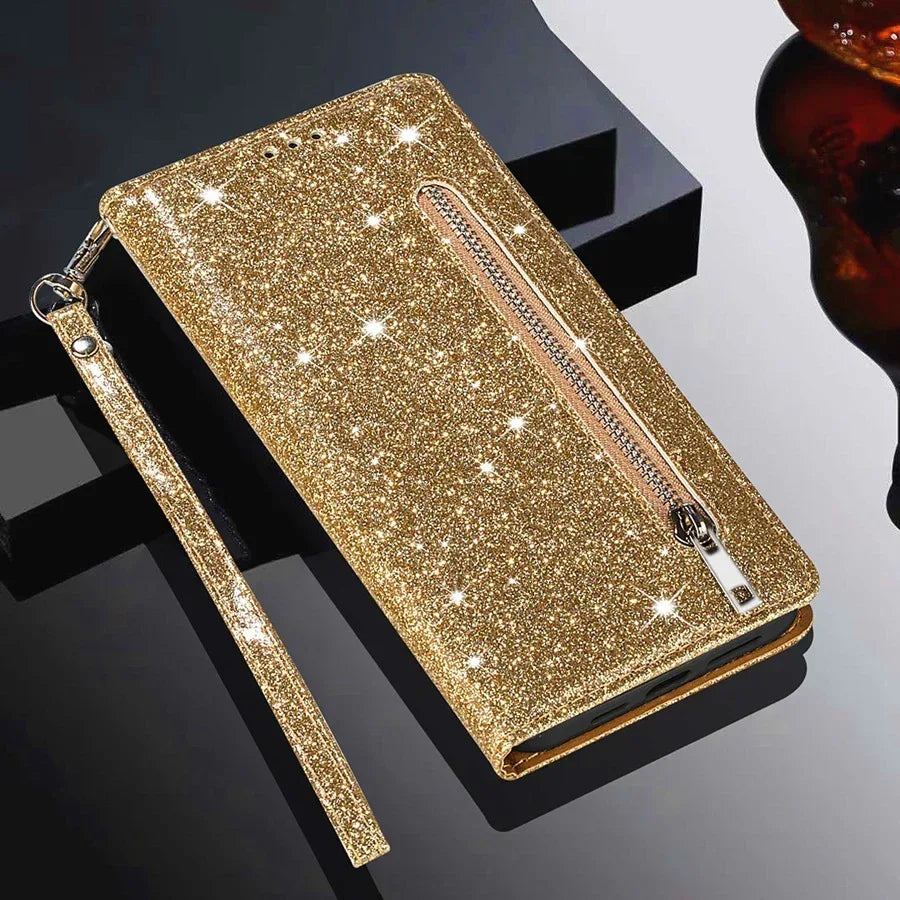 Zipper Shiny Leather iPhone Case - Viexta