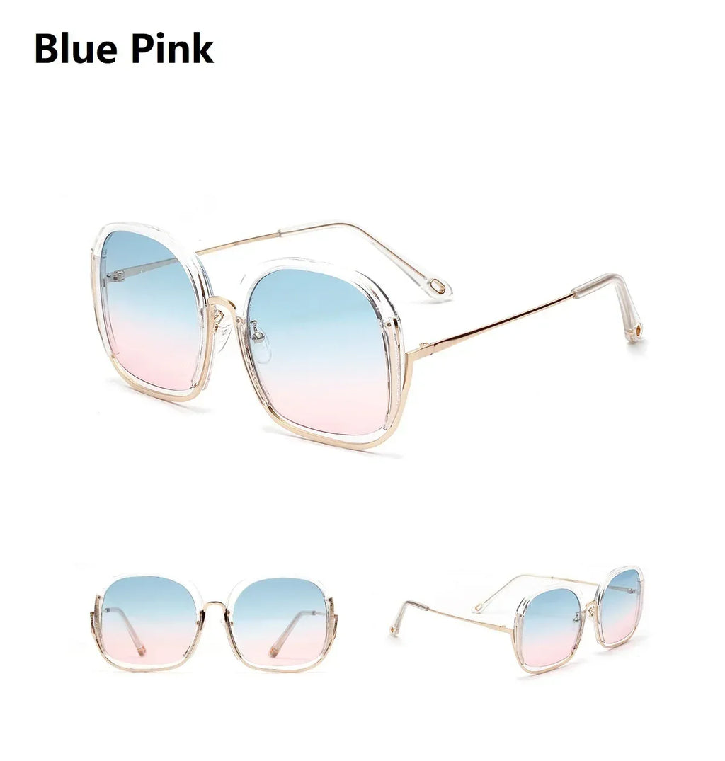 Colorful Large Half Frame Sunglasses - Viexta