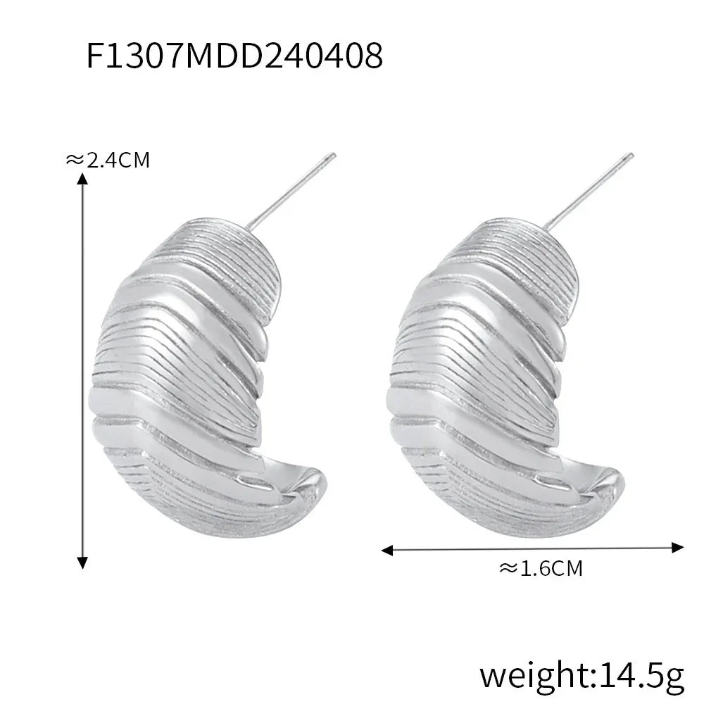 Pearl Texture Titanium Steel Casting Earrings - Viexta