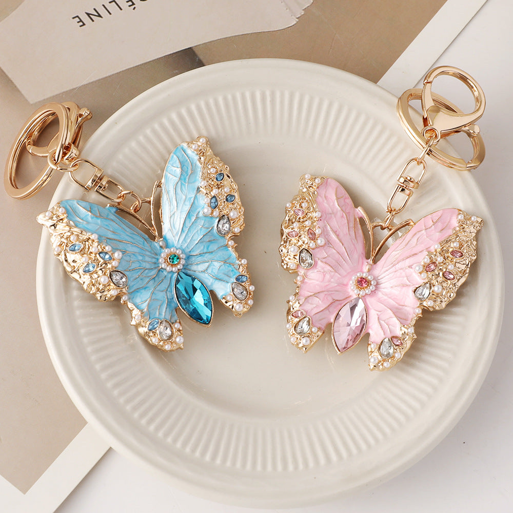 Dual Purpose Enamel Dripping Oil Coat Butterfly Brooch Keychain