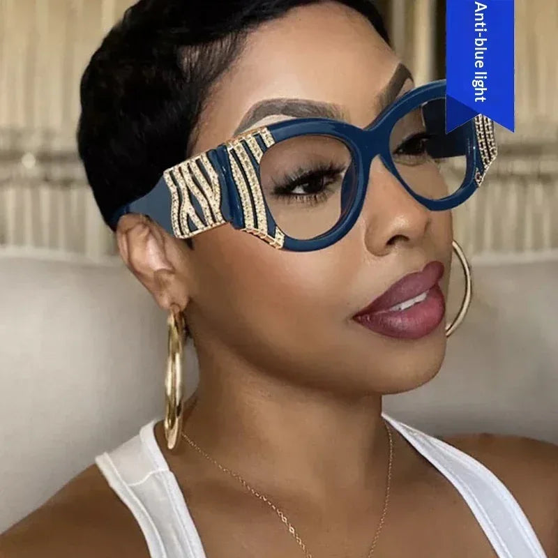 Personalized Heavy-metal-style Plain Glasses With Blue-light Protection - Viexta