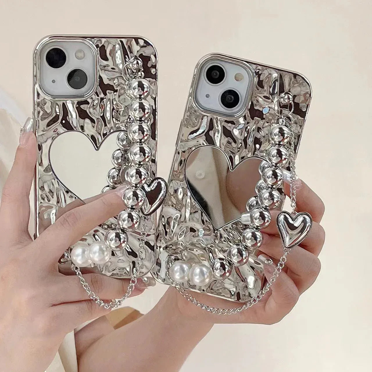 Heart Shape Mirror With Bracelet iPhone Case - Viexta