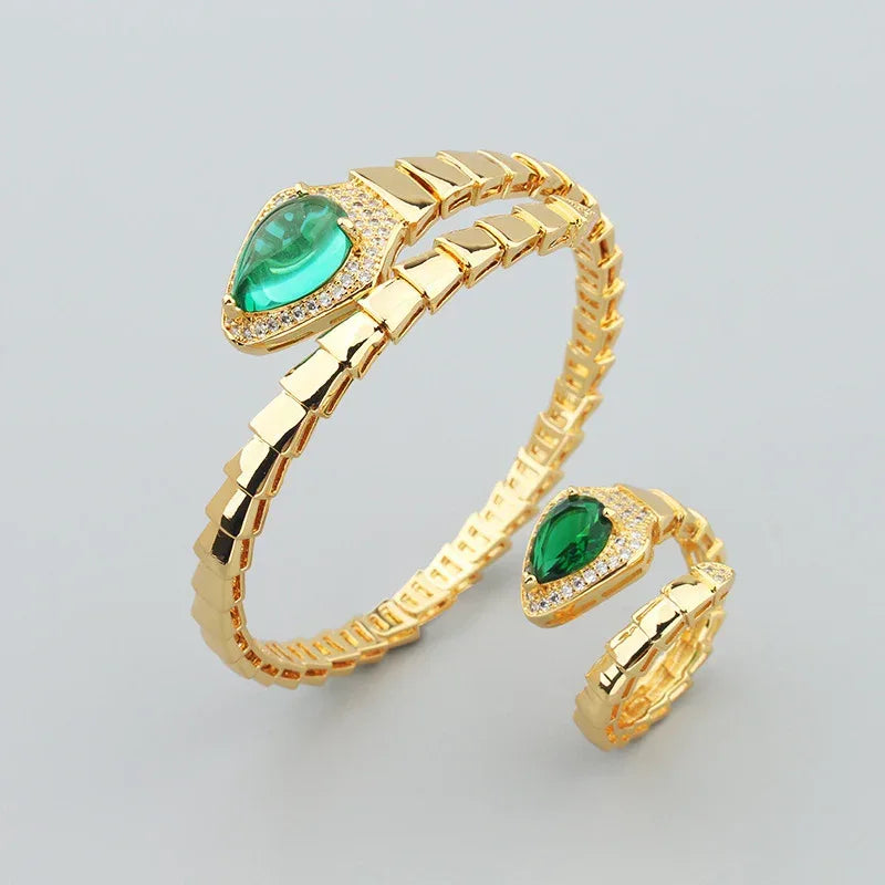 Spring Type Snake Bone Bracelet Ring Suit - Viexta