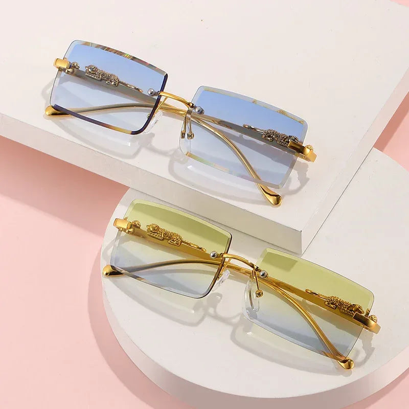square-frameless-trimming-sunglasses - Viexta