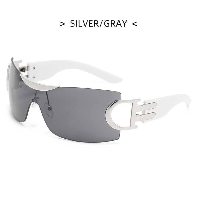 New Luxury Sunglasses High Level One Piece Frameless Women's Sunglasses Fashion Large Frame Sunglasses