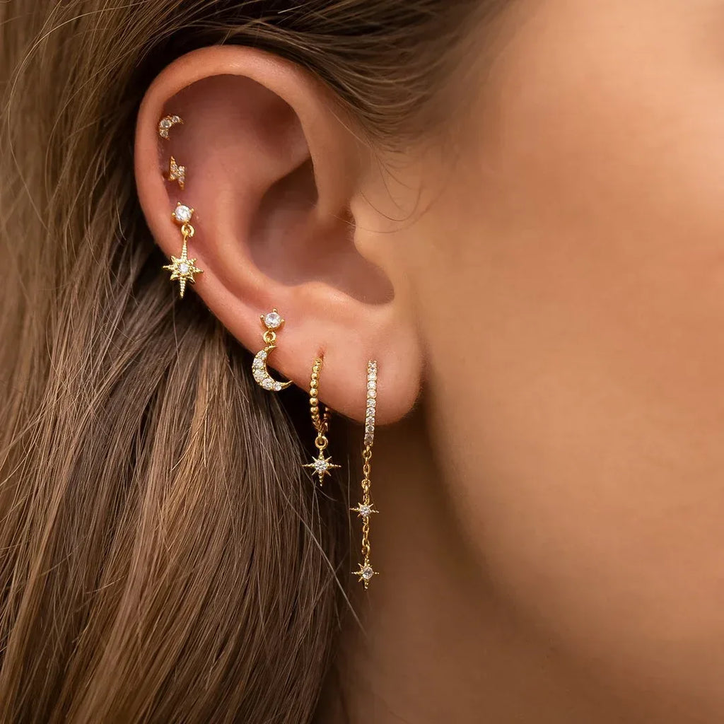18k Zirconium Plated Chain Earrings - Viexta
