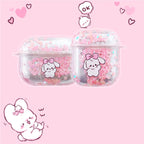 Cute Rabbit Quicksand Headphone Case Soft Shell