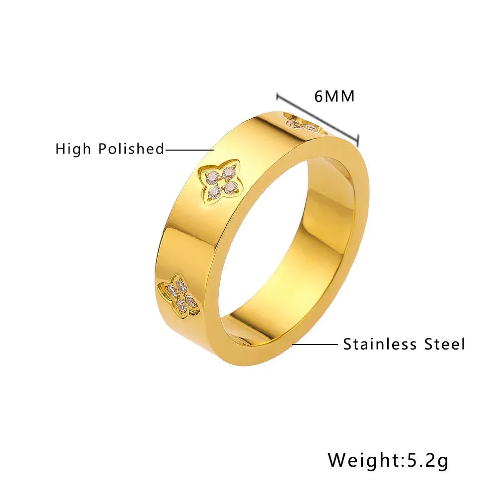 Titanium Steel Flower Ring - Viexta
