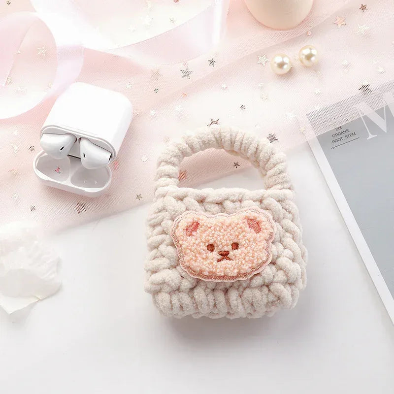 Wool White Cute Earphone Case - Viexta