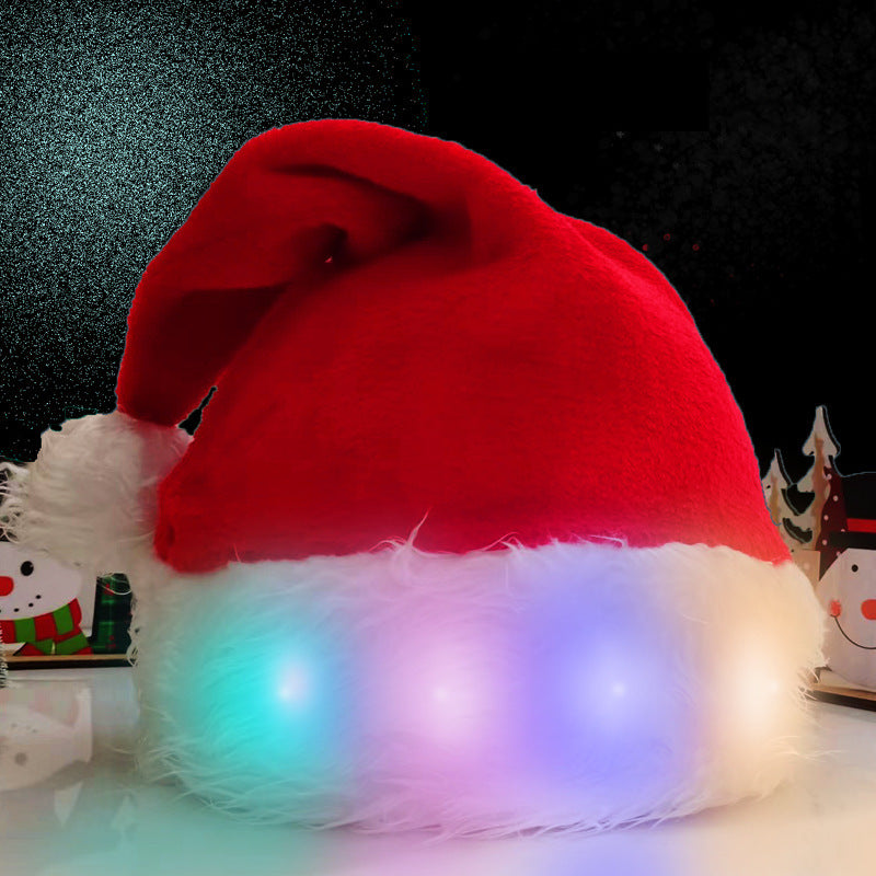 Christmas Hat LED Light Plush Santa Hat