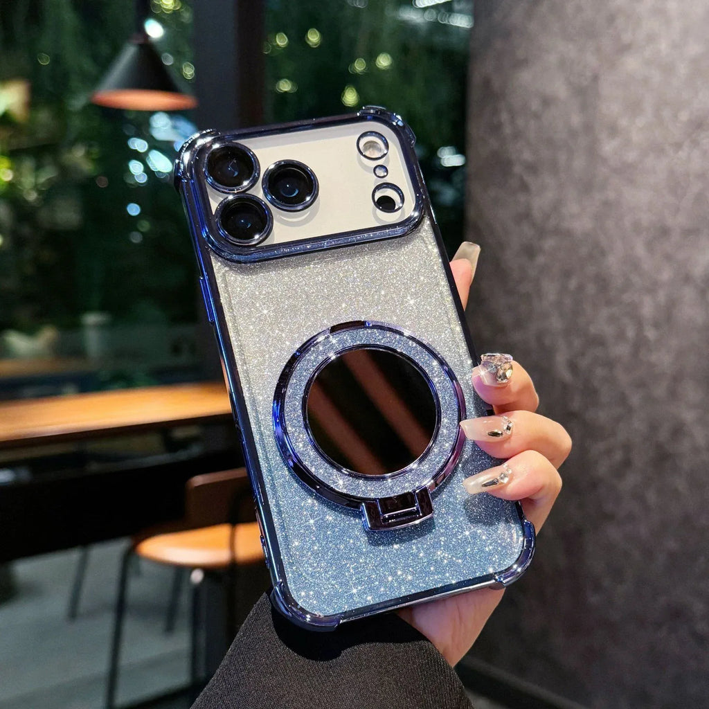 Glitter Mirror Magnetic Bracket iPhone Case - Viexta