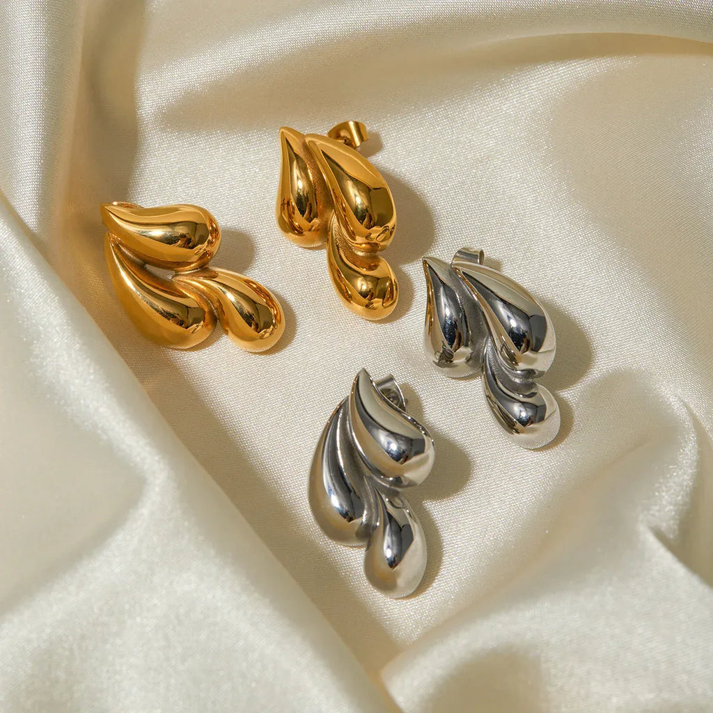 18K Gold Stainless Steel Water Drop Earrings - Viexta