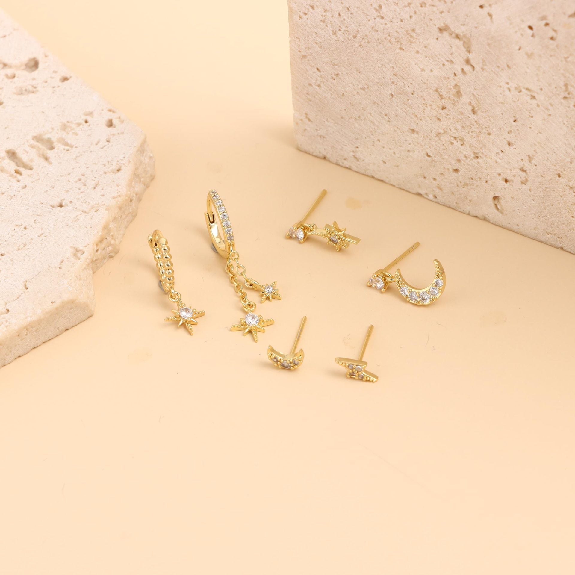 14k 6piece Women's Ear Stud Set